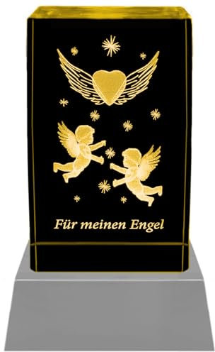 Kaltner Präsente Stimmungslicht - Das perfekte Geschenk: LED Kerze/Kristall Glasblock / 3D-Laser-Gravur/Geburtstagsgeschenk für die Freundin den Freund oder die Ehefrau
