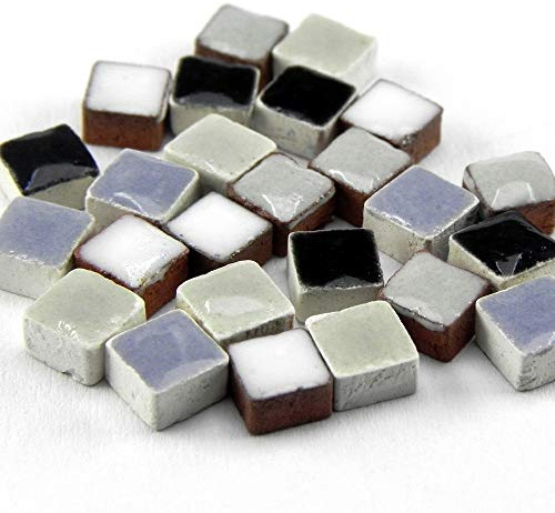 ALEA Mosaic Mini Mosaiksteine 5x5mm, 1000 Stück, Mix schwarz weiß, MXNB