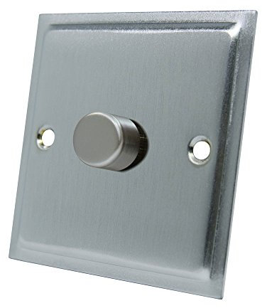 Slimline Satin Chrome 1 Gang Dimmer 400W - 10 Amp Single 1 Gang 2 Way 400W Light Dimmer Switch