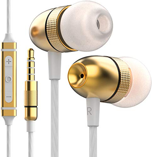 Betron ELR50 Wired Earphones with Mic and Volume Control, 3.5mm Jack, Gold