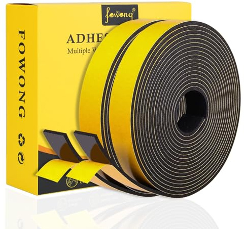 fowong Dichtungsband Selbstklebend,Neu Rückstandsfrei– 25x3mm, 10m | Flexibles Moosgummiband für Türen & Fenster Abdichtung– Zugluftstopper, Schallschutz, Energiesparen, wasserdicht