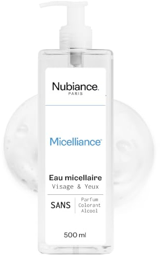 NUBIANCE - Micelliance - Eau micellaire 500ml - Nettoyer tous les types de peau. Anti-imperfections de la peau - Sans additifs, sans parfum, sans alcool - Format eco