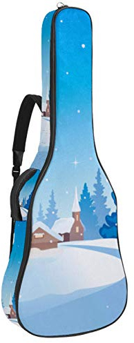 Gitarrentasche mit Reißverschluss, wasserdicht, weich, für Bassgitarre, Akustik- und klassische Folk-Gitarrentasche für E-Gitarre, Winterschnee