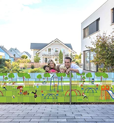 MyMaxxi Felder Zaunsichtschutz | Playing Kids F1 5 Streifen |viele Felder kombinierbar | Sichtschutzstreifen für Doppelstabmattenzaun | Windschutz Sonnenschutz Blickdicht | Sichtschutz Garten