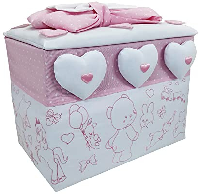 Micocca Baby Cesto Baule Nascita Ricamone Porta prodotti Rosa