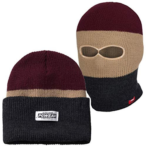 PGWEAR Mütze und Sturmhaube Troublemaker 2 in 1 Burgundy beige grau