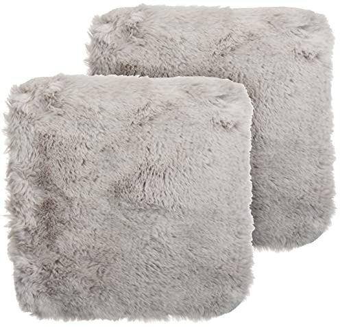 Brandsseller Lot de 2 Coussin d'Assise Tapis 38 x 38 cm Imitation Fourrure d'agneau carré Fourrure synthétique Peluche Tapis à Poils Longs Garniture Imitation Fourrure d'agneau - Gris Clair