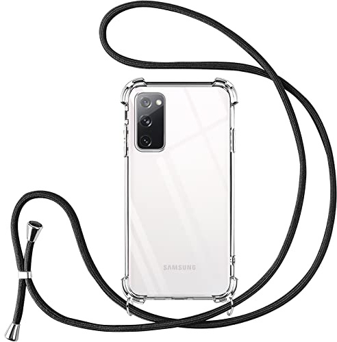 Vauki handyband für Samsung Galaxy S20 FE 5G hülle mit Band Handyhülle Silikon Transparent zum Umhängen Stoßfest mit Kordel Necklace Schnur TPU Bumper Case für Samsung S20 FE 5G