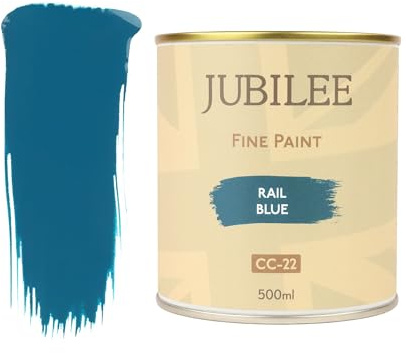 Guild Lane Jubilee Furniture Paint - Rail Blue 500ml - Multi-Surface Paint for Wood, Metal, Glass & More - Durable, Water-Based, Soft Sheen Finish - No Primer or Wax Needed