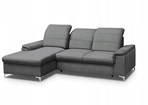 Generisch Ecksofa BEAMO Mini - Wohnlandschaft Polstersofa Polsterecke Schlaffunktion (Links, Dunkelgrau - Zetta 305)