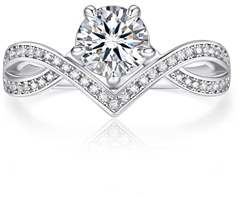 MomentWish Anillo Corona, Moissanita Diamante Anillo Plata Mujer, con Certificato Gra, Anillo Compromiso, Regalos de Pedida de Mano Pareja Tamaño52(16.5)