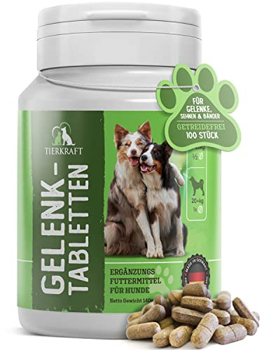 TK Nature Tierkraft Gelenktabletten Hund – 100 Tabletten - Made in Germany | Mit Grünlippmuschel, Teufelskralle, MSM, Glucosamin & Kollagen, Gelenk- & Knochenschutz, Hochdosiert