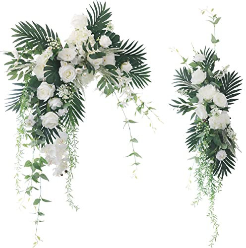 2 Stück Pfingstrosen-Girlande Bogen, Hochzeitsbogen Blumen-Set, künstliche Rosen Girlande, Seidenblumen Girlande Gefälschte Kunstblumen für Hochzeit, Tischdekoration, Bogen, Blumen, Dekoration