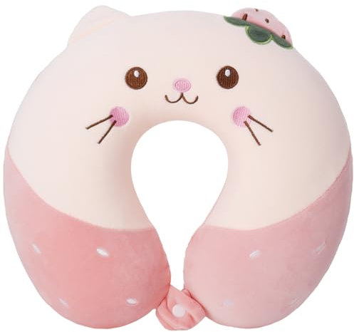 Firtink Nackenkissen Kinder, Cartoon Tier Memory Foam Reisekissen Flugzeug, 30 x 30cm Nackenkissen Reise Kinder Nackenhörnchen Erwachsene U-Geformte Nackenstützkissen für Reisen (ab 3 Jahren)