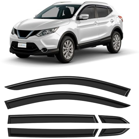CLIM ART Windabweiser für/kompatible mit Nissan Qashqai 13-21 - Klebe 6 St. | Regenabweiser Autofenster Regenschutz Nissan Qashqai J11 – bruchsicher Polycarbonat, kratzt nicht, wetterfest, frischluft