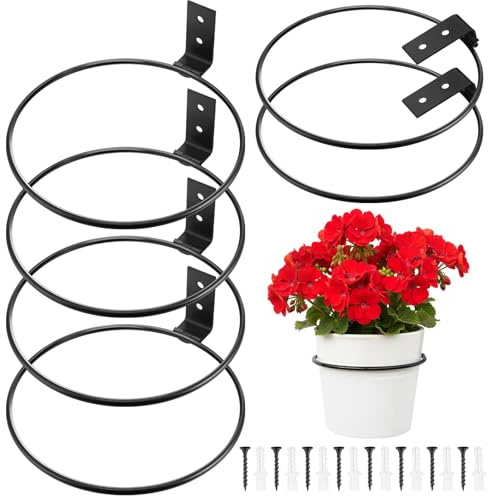 Menkxi 6 soportes para macetas de 10 pulgadas, soporte de pared de metal, soporte de pared para plantas, soporte para colgar en la pared, soporte para colgar en la pared, para interiores y exteriores,