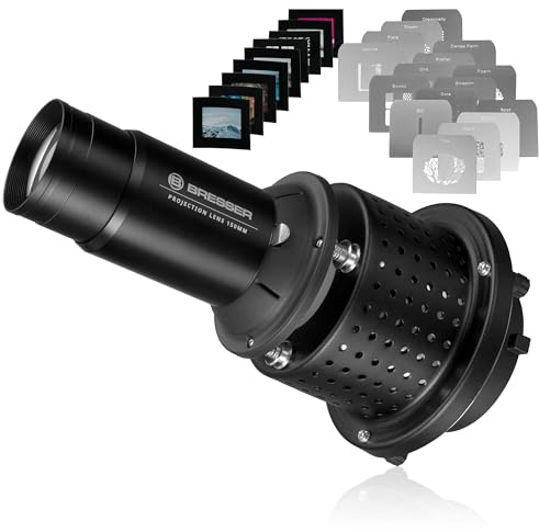 Bresser Optischer Snoot mit 150mm EF-Mount Objektiv, Bowens S-Bajonett, verstellbare Blätter, Farbfilter, Gobos, Fotografie, Videografie