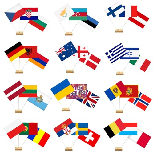 Eurovision 2026 Countries Table Flag Pack - 36 flags with holders