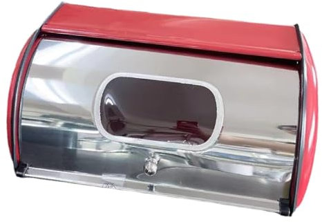 Baoblaze Brotkasten aus Metall, Brotkasten mit Rolldeckel, Brotaufbewahrungsbehälter, Behälter, Brotaufbewahrungshalter, Küchentheke, für Café zu Hause, Rot