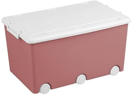 BDW Aufbewahrungsbox mit Deckel - Kiste für Kinderzimmer, Kindergarderobe, Sortierbox - Spielzeug Aufbewahrung, Spielzeugkiste, Box 60 L - 57 x 36 x 29 cm - Kunststoff - Rosa
