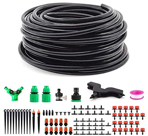 HERCHR Kit De Riego por Goteo, Kit De Sistema De Riego por Goteo, Sistema De Riego por Goteo, Sistema De Riego para Jardín, Sistema De Riego De Jardín, Kits De Riego por Micropulverización(40m)