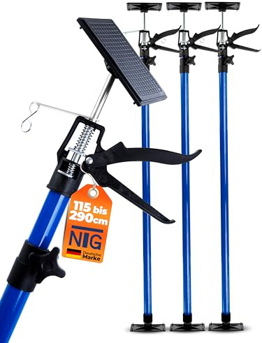 NTG enhandsstöd | 115–290 cm | upp till 30 kg | 45° vinkel | för gips, montering etc. | monteringsstöd | takstöd | teleskopstöd | takstöd (3 stycken)