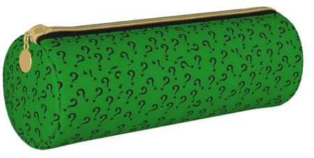 BeNtli Federmäppchen, Federmäppchen, tragbares Federmäppchen, Ledertasche, Schreibwaren-Aufbewahrungstaschen, Fragezeichen in Grün