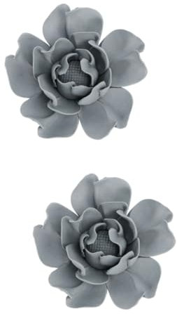 Anneome 2stücke Handgefertigtes Keramik-blumenhängedekor Lotus-peony Wanddekoration Für Elegantes Wohnen Für Zuhause Und Büro Mit Aufhängung Für Einfache Montage