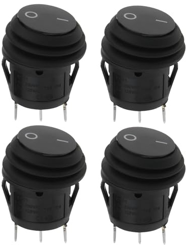 Be In Your Mind 4 Stück 3-polige Schwarze Runde Wippschalter 250V 6A 125V 10A Wippschalter Montagedurchmesser 20mm für Boote Autos Und Marine