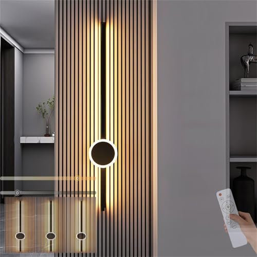 Applique da Parete dimmerabili per Interni con Telecomando, Moderne Strisce Lunghe, luminosità Regolabile, Soggiorno, Camera da Letto, corridoio, Scale, Parete (Nero, 100 cm)