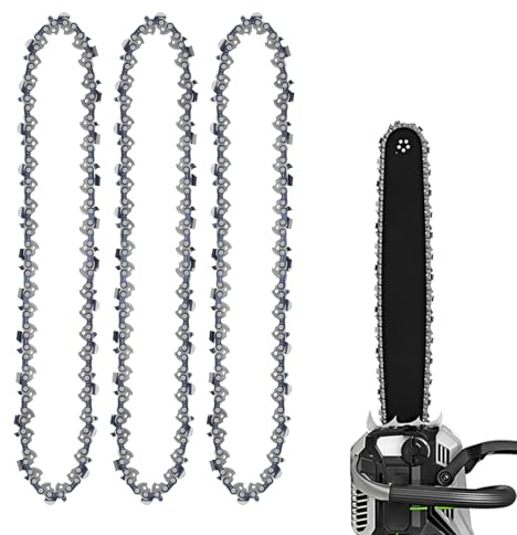 3 PCS Chainsaw Chain 12 Inch 3/8 LP Pitch .050 Gauge 45 Drive Links Right Angle Cutterhead Titanium Alloy Replacement Chain Saw Blades for 34cm Chain Guide Plate