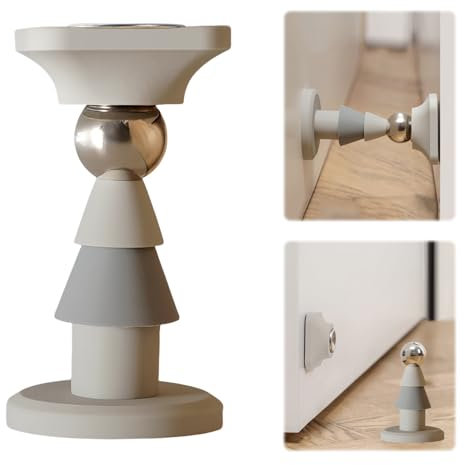 Yuqilin Fermaporta Magnetico,Silenzioso in Siliconefermaporta da Pavimento Installazione Senza Forare Fermaporta Magnetico Adesivo con Nastro 3 M,per Camera,Ufficio(Grigio)