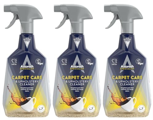 Astonish Specialist Oxy Active Foaming Carpet Stain Remover Spray, Tough on Stains, 3 in 1 Action for Carpets, Upholstery and Pet Messes, 3 X 750ml