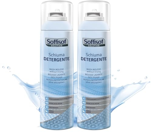 Soffisof Schiuma Detergente Senza Risciacquo 2x400ml - Detersione Delicata per Pelli Sensibili - Ideale per Uso Frequente - 2 Flaconi di Schiuma Detergente Anziani e Incontinenti