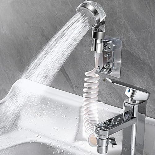 Kit doccia portatile per lavabo, soffione doccia con tubo flessibile, adattatore convertitore rubinetto per cucina e bagno (deviatore ABS)
