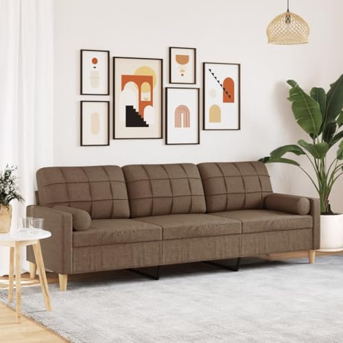 Xichuzi 3-Sitzer-Sofa mit Zierkissen Braun 210 cm Stoff, Sofas & Couches, Sofa Wohnzimmer, Relaxsofa, Sofa Für Schlafzimmer - 3278204