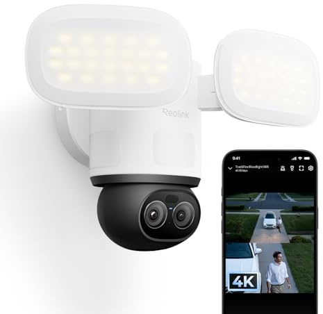Reolink 4K Wi-Fi 6 PTZ Überwachungskamera Aussen mit Einstellbar Flutlicht | 3000 Lumen Flutlicht(3000K~6500K), Auto-Tracking-Zoom, Lokaler KI-Videosuche, 270° PIR-Erkennung, TrackFlex Floodlight WiFi