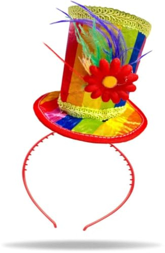 Hatstar Regenbogen Zylinder Haarreif | Clown Rainbow Hut | Kopfschmuck für Halloween, Fasching & Karneval | Kostüm Haarschmuck für Mädchen, Damen & Frauen