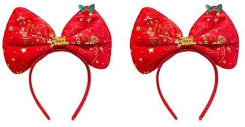 Rainway 2 Pièces Serre-tête de Noël à paillettes pour filles, Bandeau de Noël de nœud, chefs de costumes de fête, Accessoires Photo, décoration de vacances, cadeaux de fête pour enfants adultes