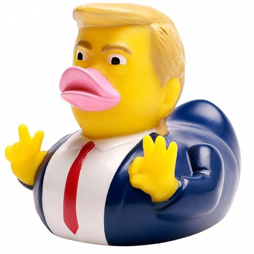 Duckshop I Badeente Donald Trump| Quietscheente | Quietscheentchen L: 9 cm I Geschenk Amerika-Fans I Präsent Sammler I Souvenir