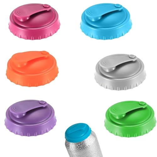 6-Pack Silicone Drink Can Covers - Leak-Proof Reusable Lids for Soda, Beer, Energy Drinks, Juice, and Sparkling Water - Fits Standard Cans