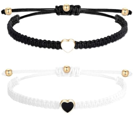 2 Stück Armband Herz Freundschaftsarmbänder Matching,Partner Armbänder,Verstellbar Freundschaftsarmband,Couple Armband,Zeichen Der Zuneigung,Handgestricktes,Als Geschenk Für Paare Oder Enge Freunde
