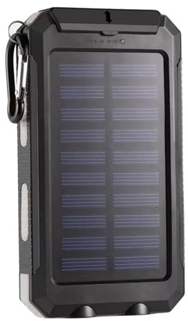 Power Bank, caricabatterie solare da 50000 mAh - Batteria esterna portatile con pannello solare e torcia - Caricabatterie per telefono (bianco)