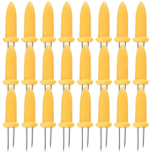 Supports d'épis de maïs, 24 pièces, doubles broches en acier inoxydable avec poignée ergonomique en PP, résistants à la chaleur pour la cuisine au barbecue à la maison