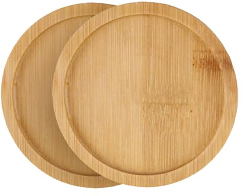 VALICLUD Sottovaso per Piante da Interno in bambù 2 Pezzi Vassoio Rotondo per Fioriere Vaschetta Raccolta Acqua Piccolo Sottovaso Circolare per Soggiorno e Ufficio