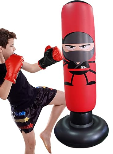 Boxningssäck för barn – uppblåsbart 66 stativ, komplett boxningsset med handskar | Karate MMA-träning, aktiv leksak, födelsedagar, träning för och flickor, Taekwo