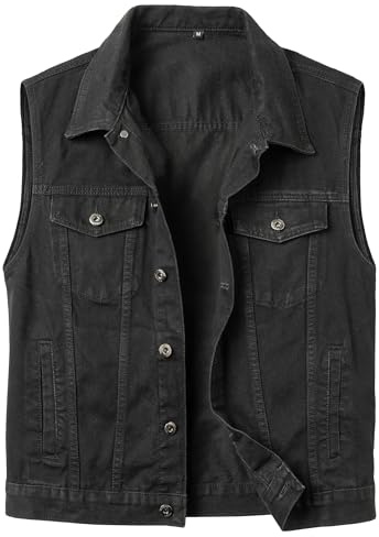 SUSHIMIAN Herren Jeansweste Biker Kutte Weste Ärmellose Jeansjacke Kutte Motorrad Jeans Weste für Männer, Schwarz, 4XL