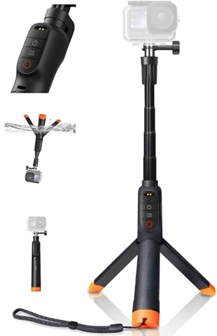 Empuñadura Flotante Selfie Stick trípode Impermeable Extensible Selfie monopod Mango con Mando a Distancia Bluetooth para dji Osmo Action 6 5 Pro 4 Black Action Camera con Amplificador de señal