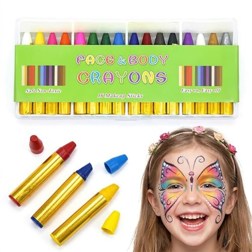 NiceNaiils 16 Farben Gesichtsfarbe Schminkstifte Bodypaint Schminkpalette für Faschingsschminke Fasching Schminke Karneval Halloween Körpermalfarben
