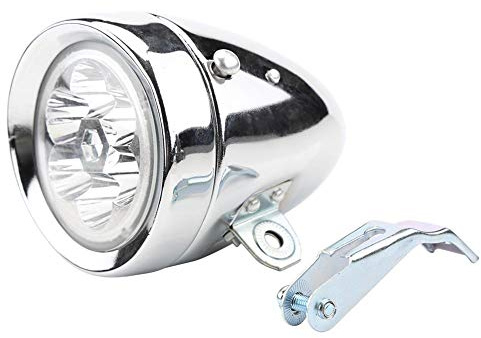 Asixx Bicycle Headlight, 6 LED Mountain Bike Headlight Vintage Front Light ABS and Metal with Bracket for Night Driving